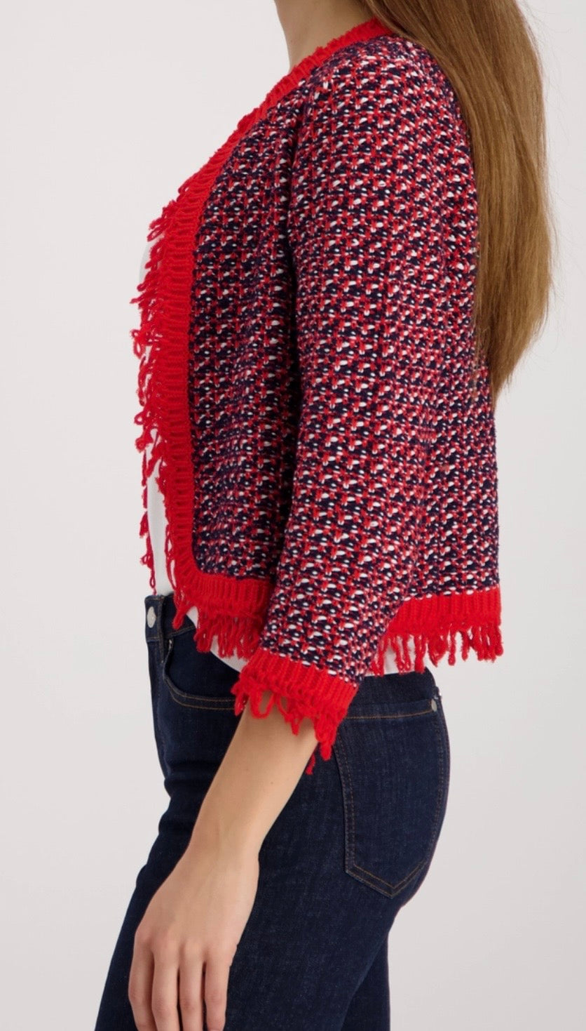 NEW FRINGE TWEED CARDIGAN
COLOR:MARINE