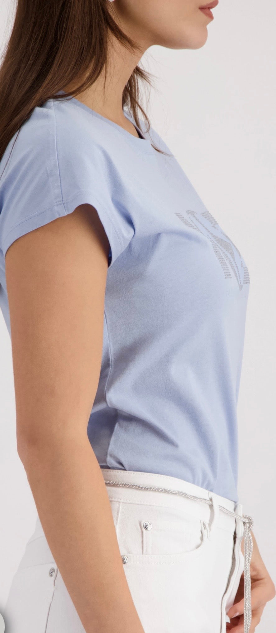 NEWT-SHIRT WITH RHINESTONES in sea side blue