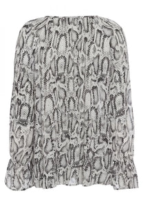 Blouse with snake print in viscose chiffon