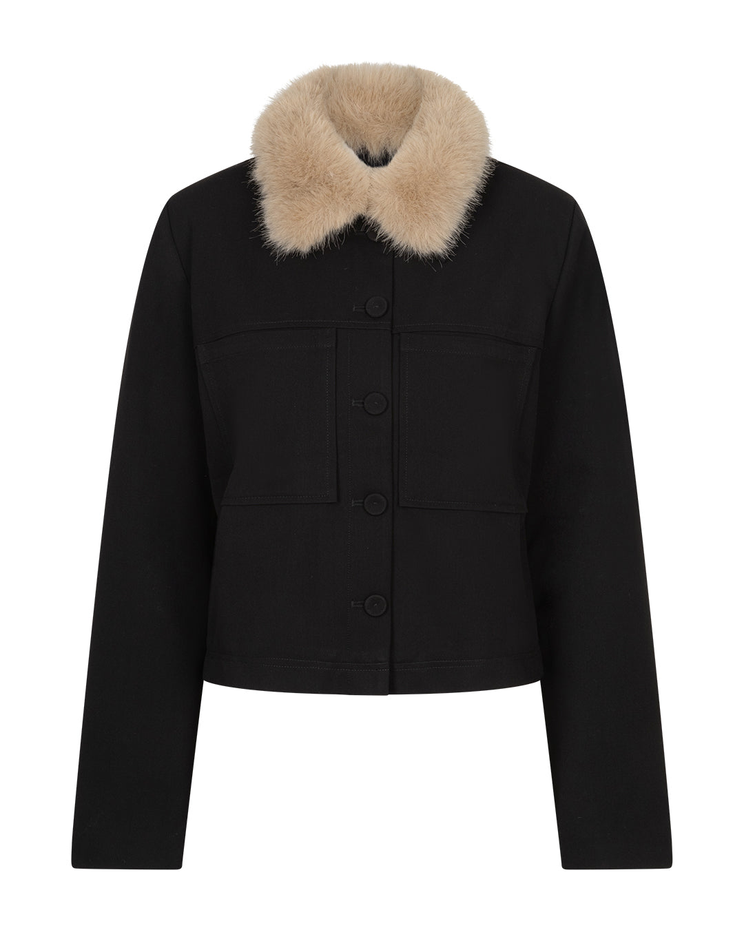 Jacket & fur collar Black