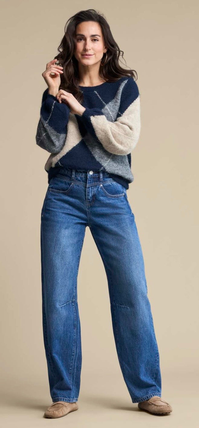 Argyle sweater in indigo