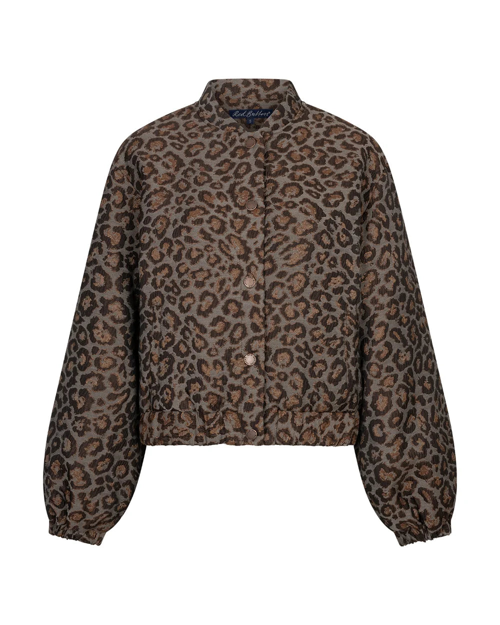 RED BUTTON BOMBER JACQUARD LUREX GREY BROWN