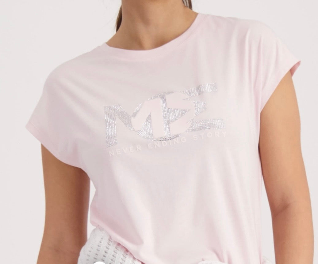 NEWT-SHIRT WITH RHINESTONES in French rose