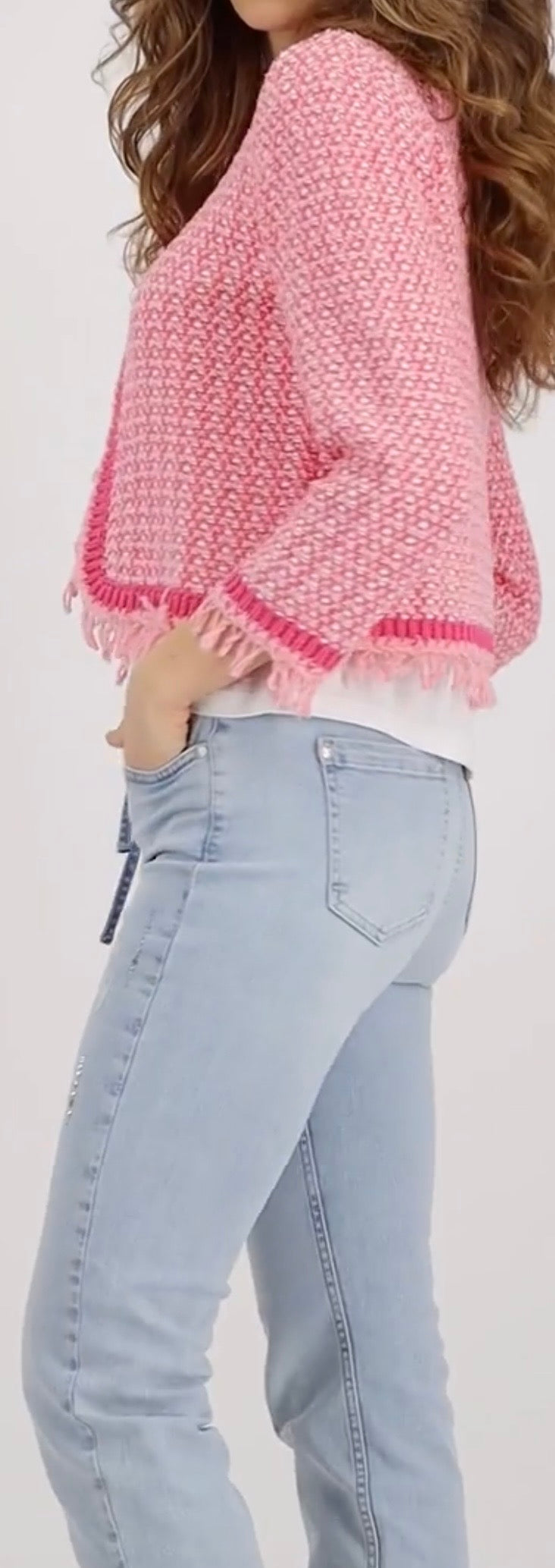 FRINGE TWEED CARDIGAN
COLOR: Spring flower