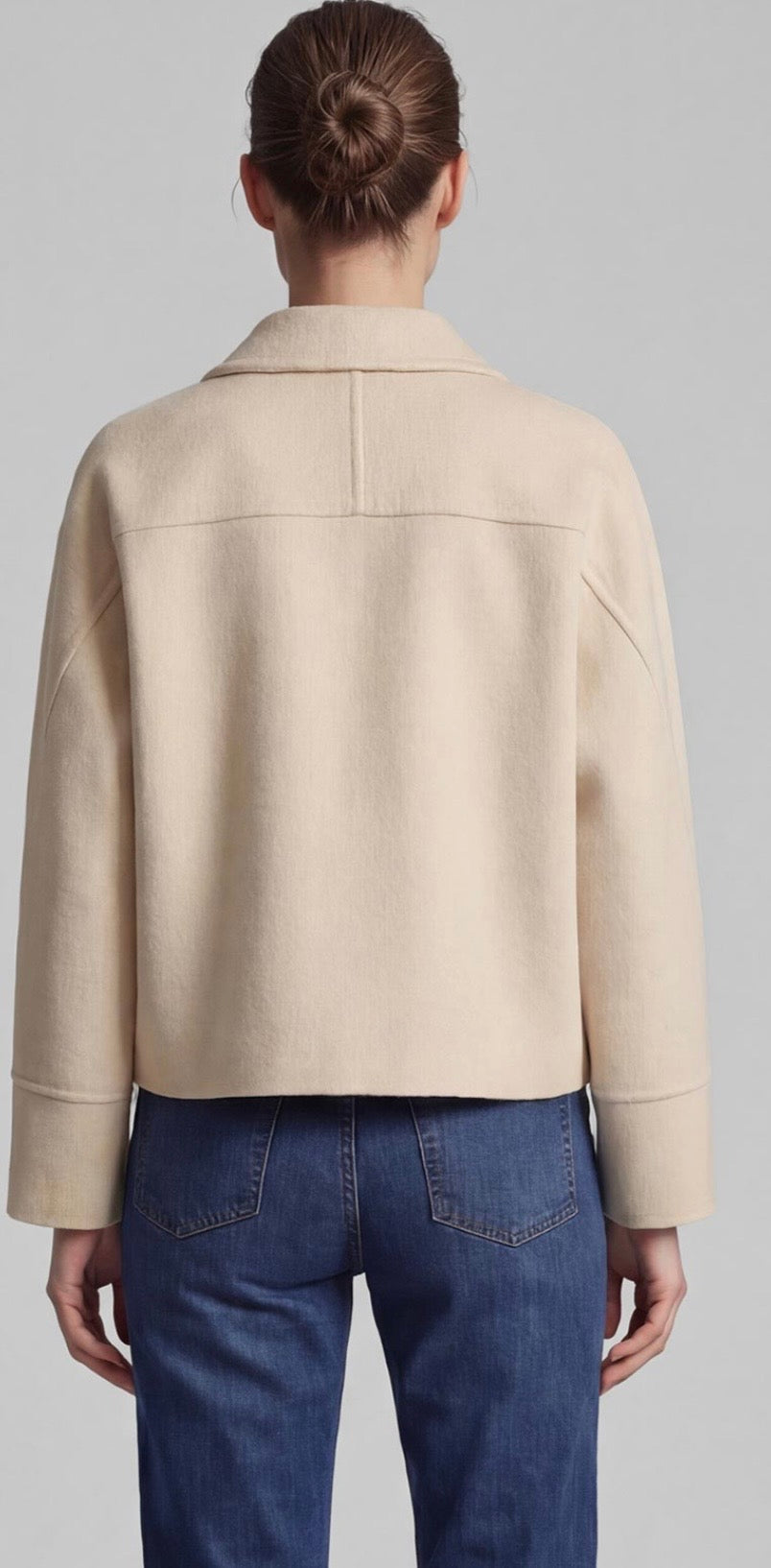 Rabe Button Up Wool Blend Jacket, Beige