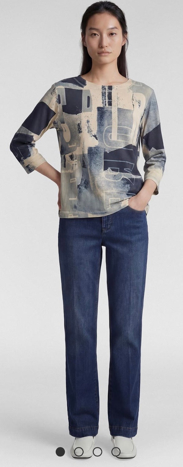 Rabe Abstract Print With Rhinestone Detail Jumper, Navy Multi