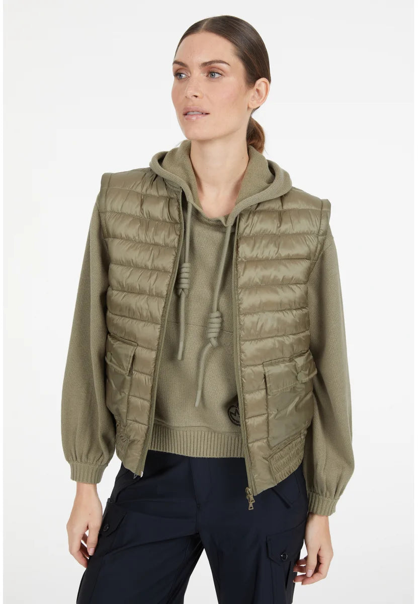 Bomber jacket with detachable sleeves in khaki