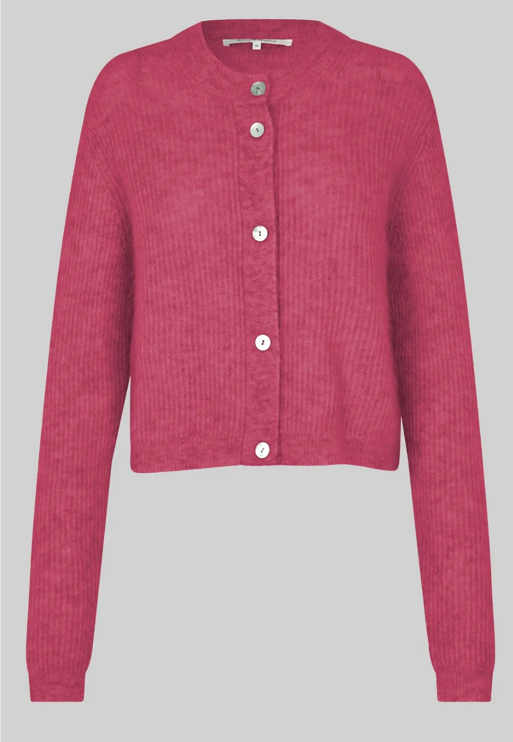 Andrea Knit Rib LS Cardigan in Persian Red