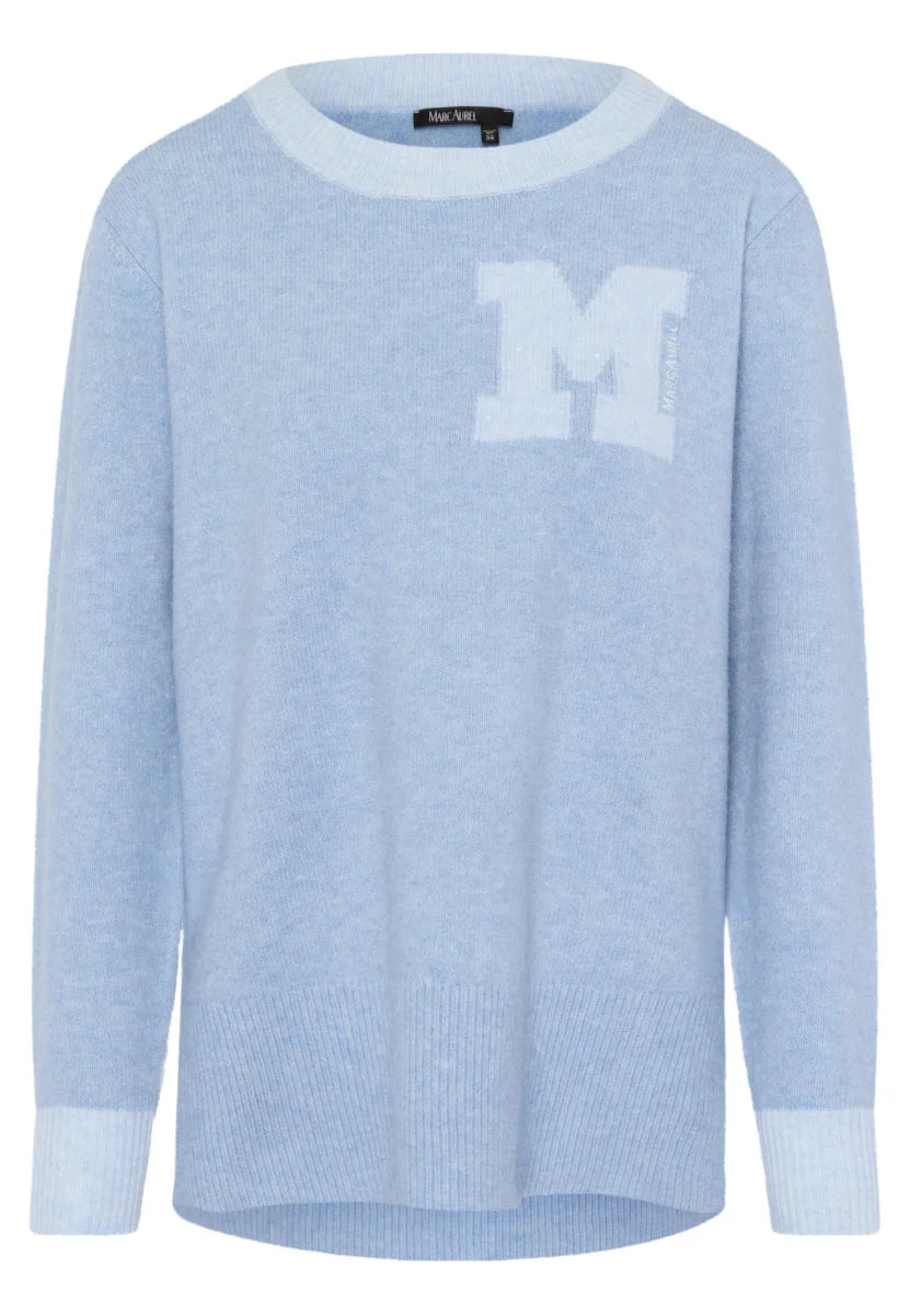 Cloud sky Sweater with M intarsia