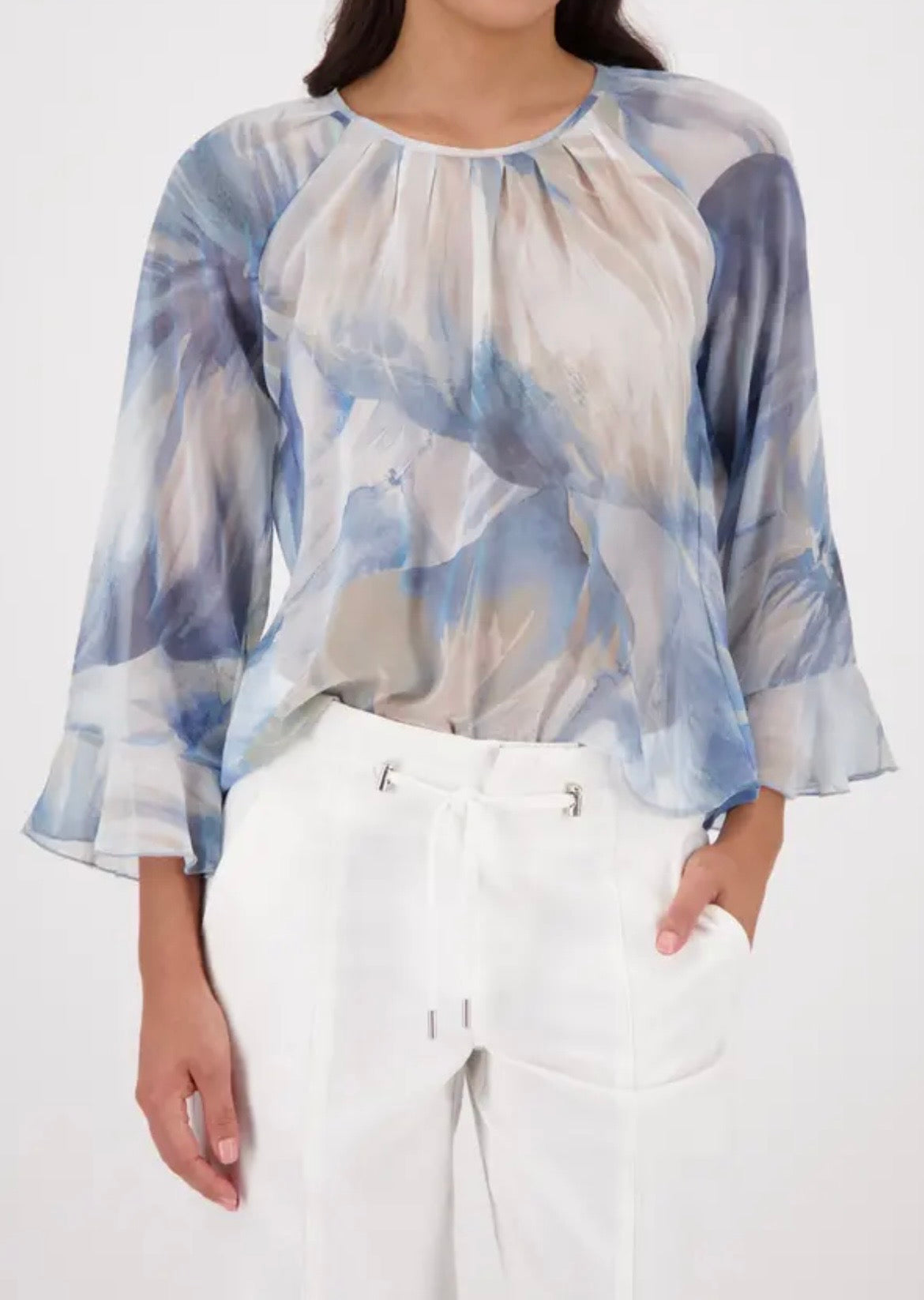 Light blue & sand viscose top