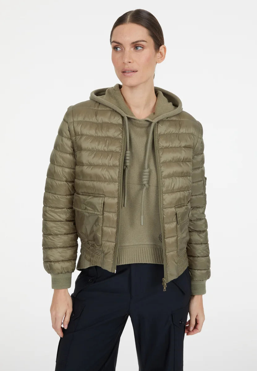 Bomber jacket with detachable sleeves in khaki