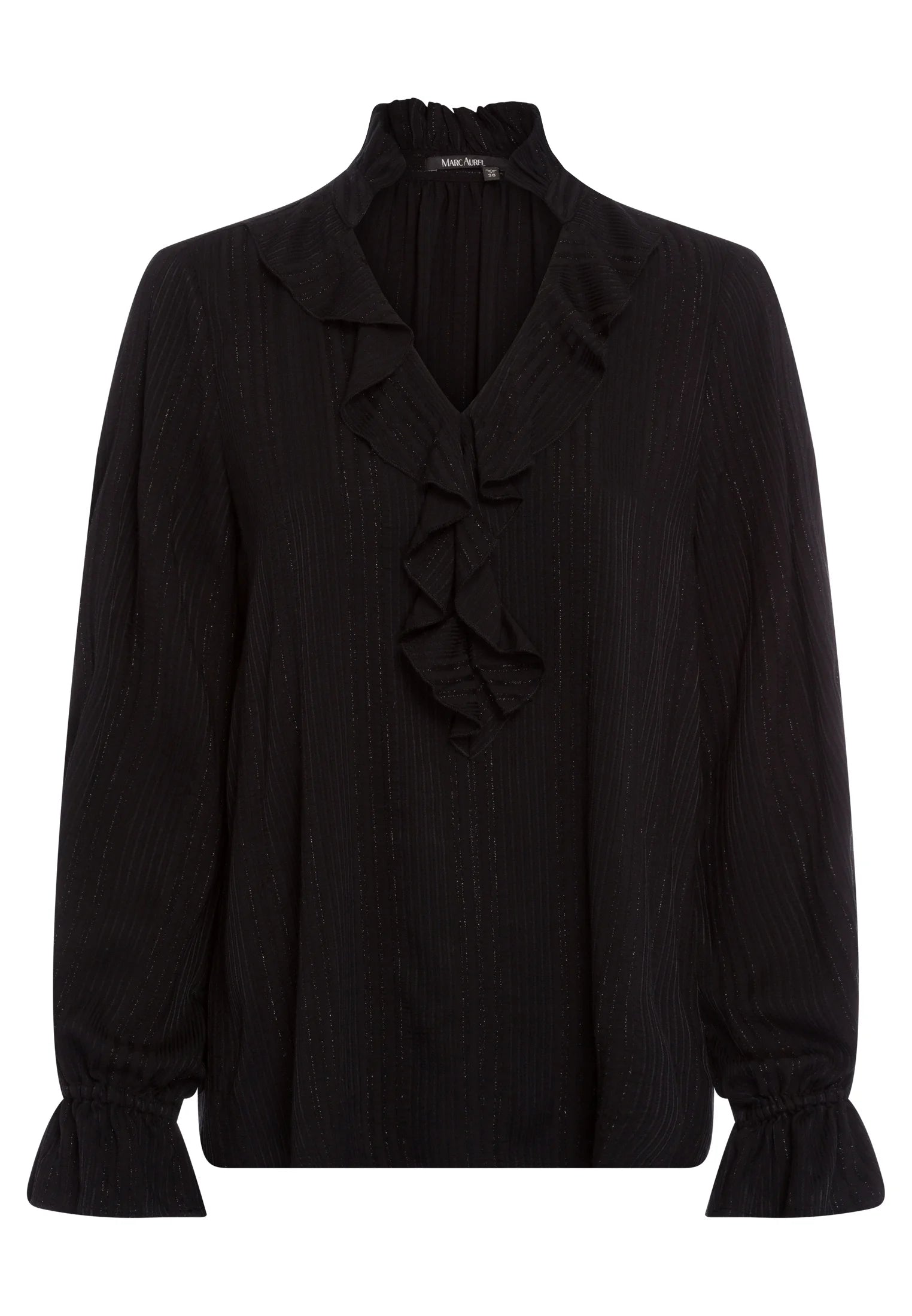Blouse with ruffle details in black varied