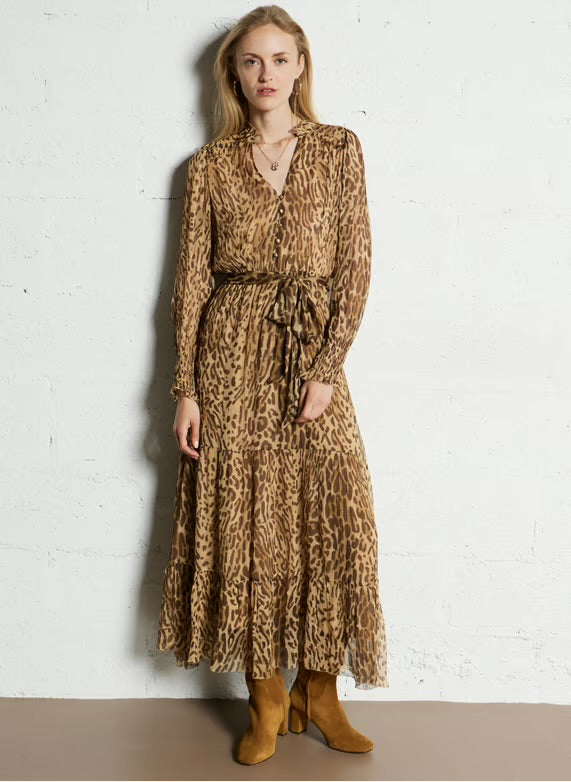 Eco-friendly
New
Suncoo
Leopard print belted long dress - Beige – COSMOS