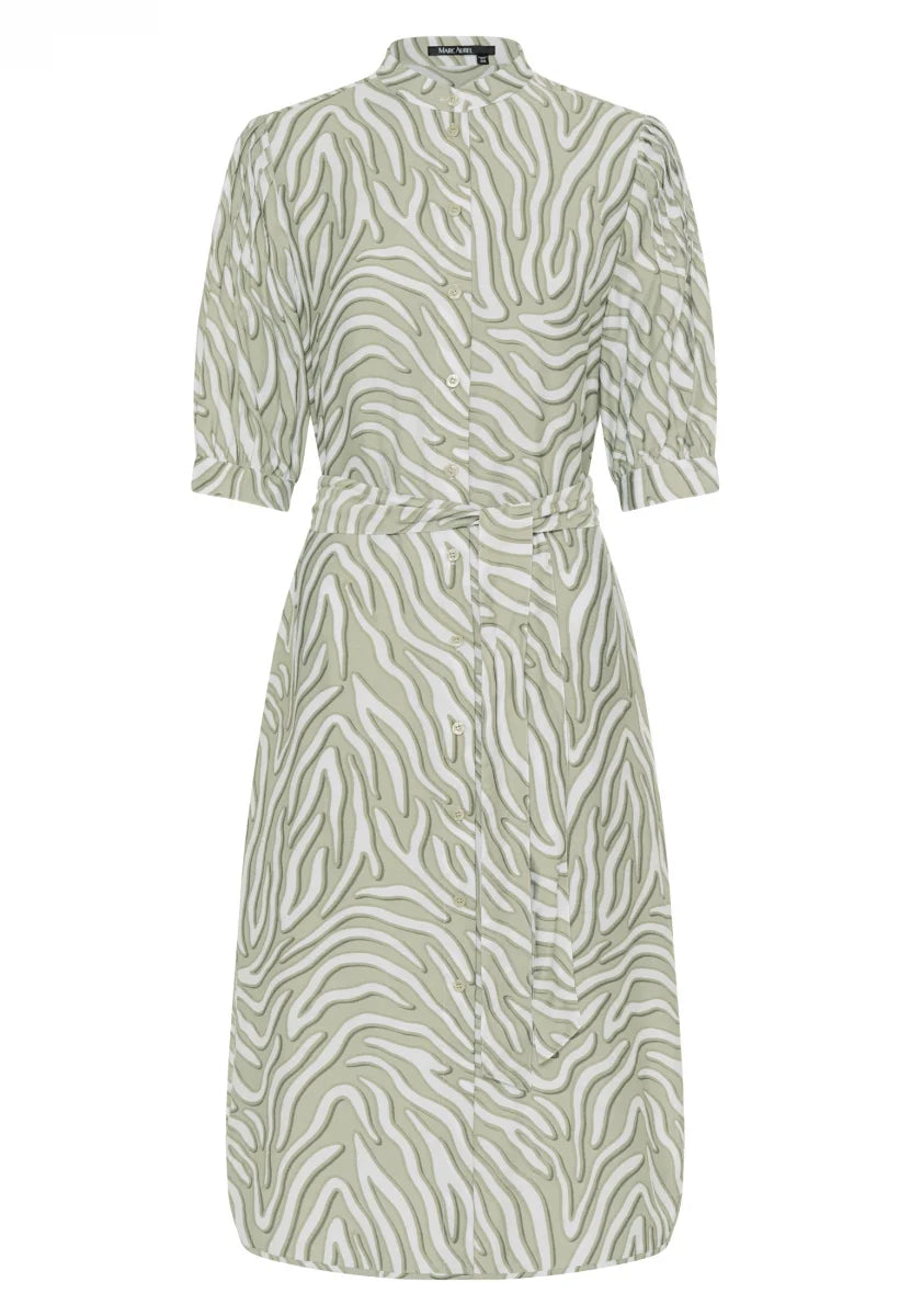 Dress with casual print in khaki