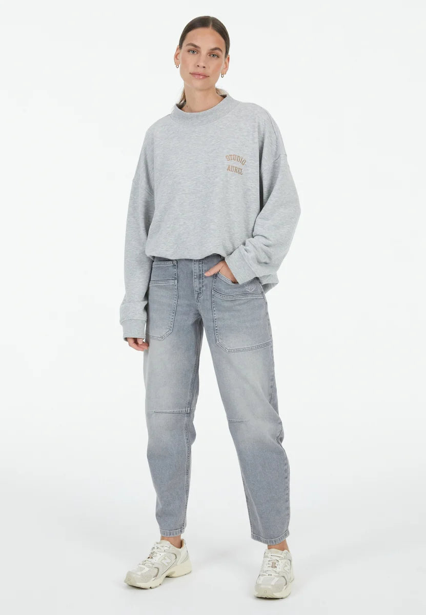 Grey melange Sweatshirt with embroidery