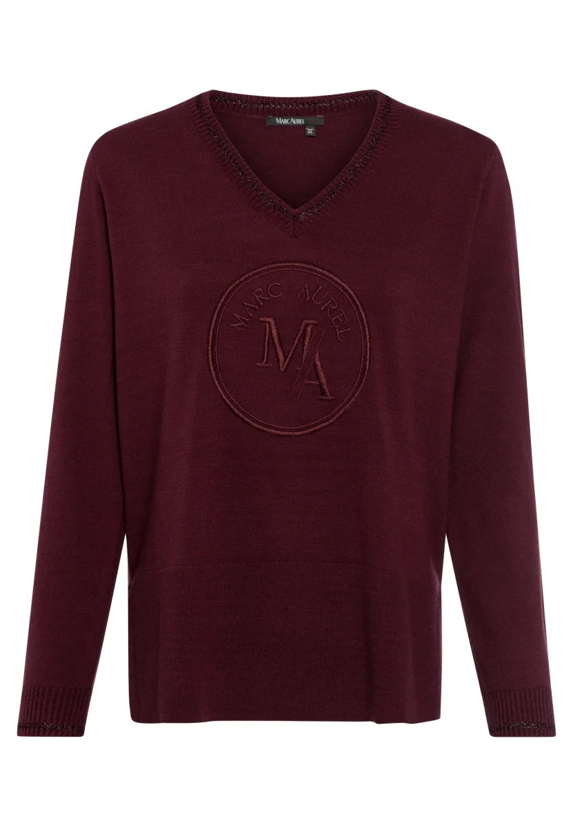 Sweater with Logo Embroidery in Light Bordeaux