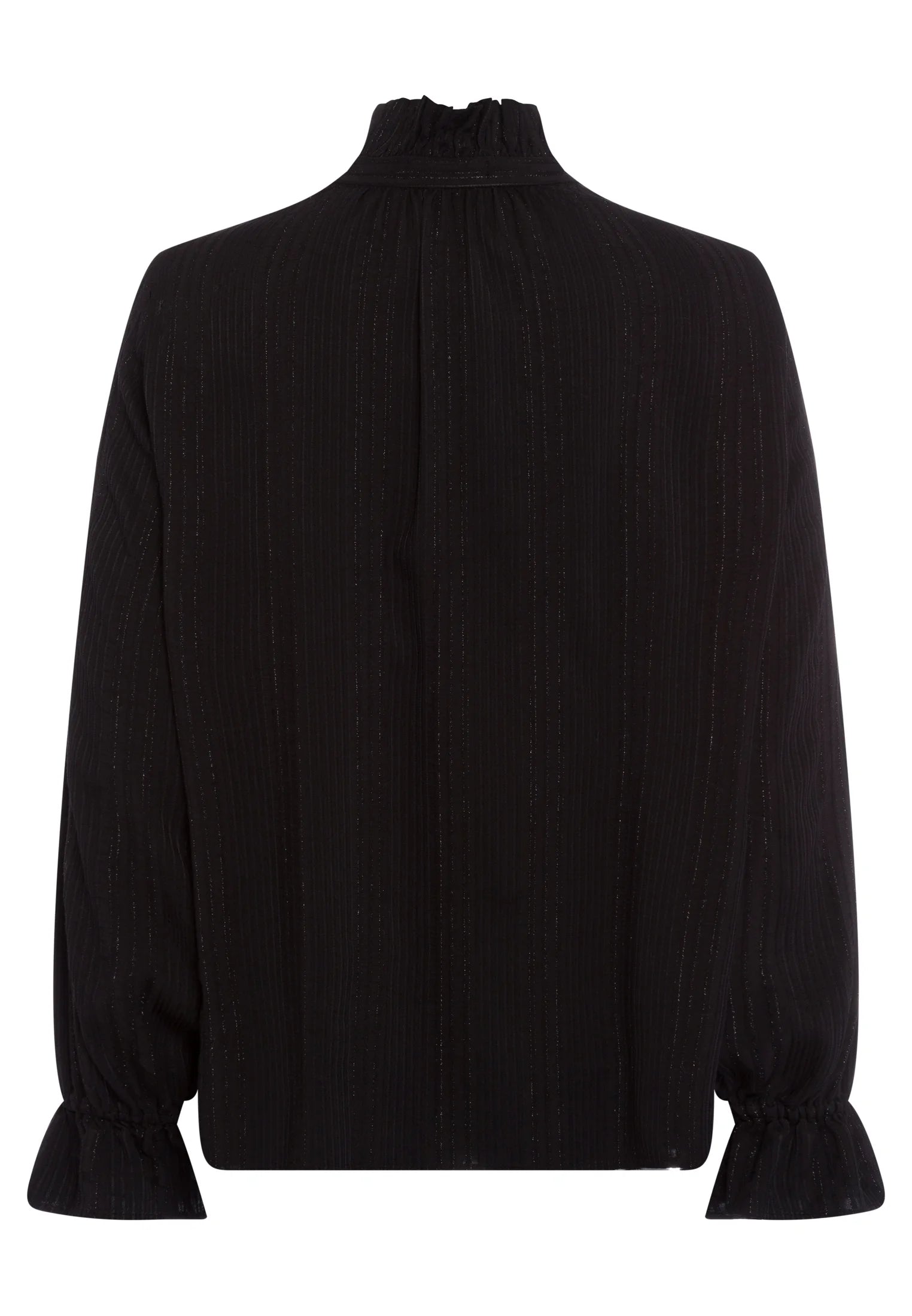 Blouse with ruffle details in black varied