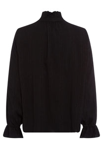 Blouse with ruffle details in black varied
