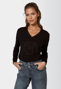 Black Sweater with Logo Embroidery
