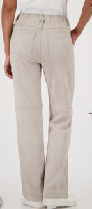 STRAIGHT-LEG VELOUR TROUSERS in Greige