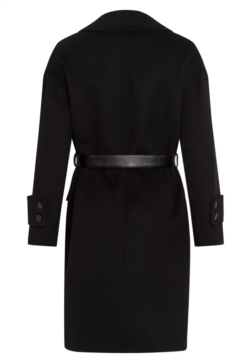 Double face black wool coat