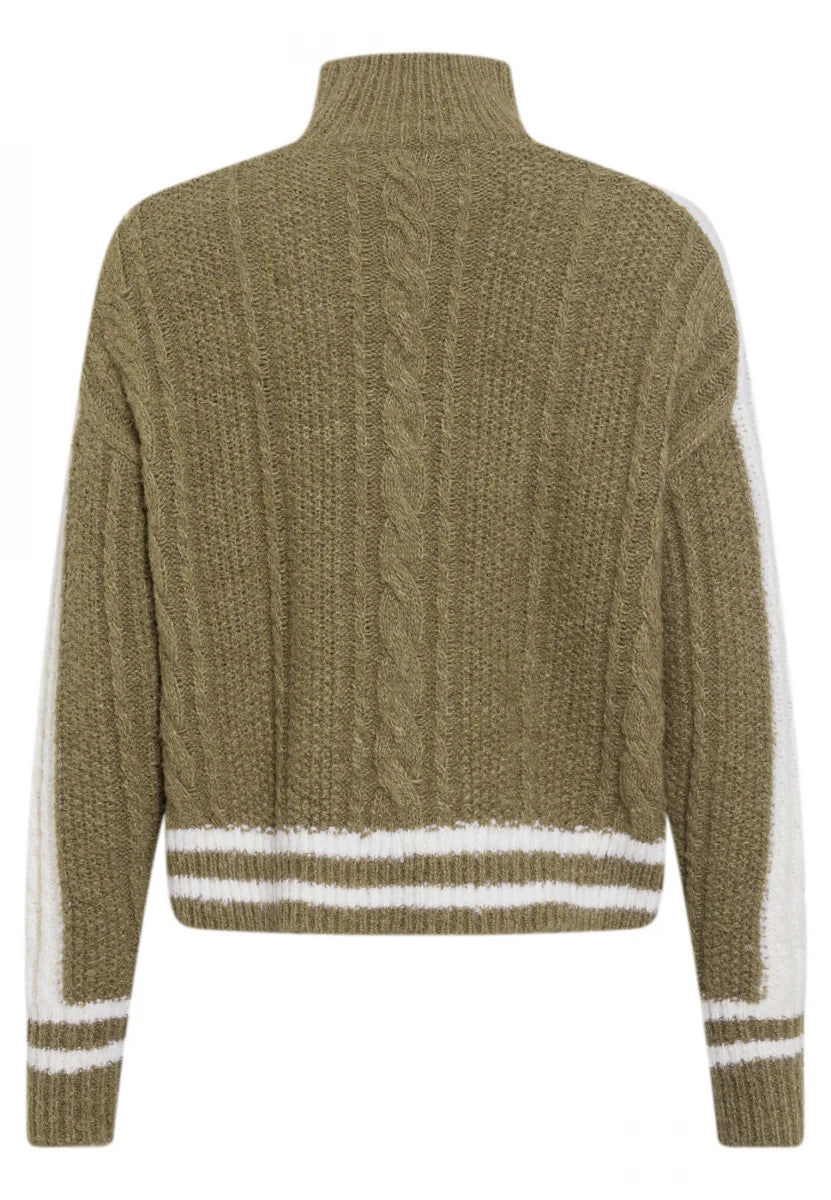 Cable-Knit Sweater with Logo Intarsia in Green varied