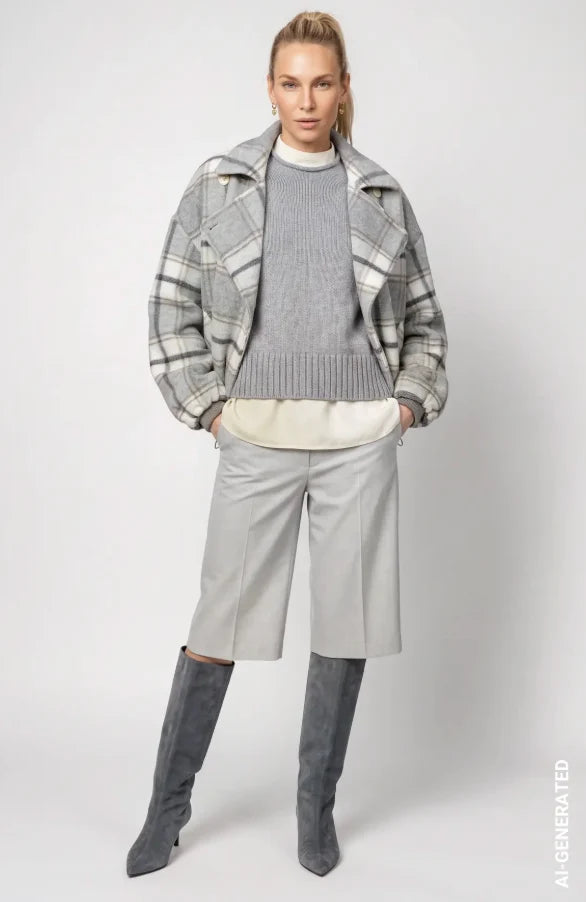 CHECK JACKET - LIGHT GREY PATTERN