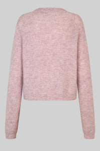 Andrea Knit Rib LS Cardigan in sepia rose
