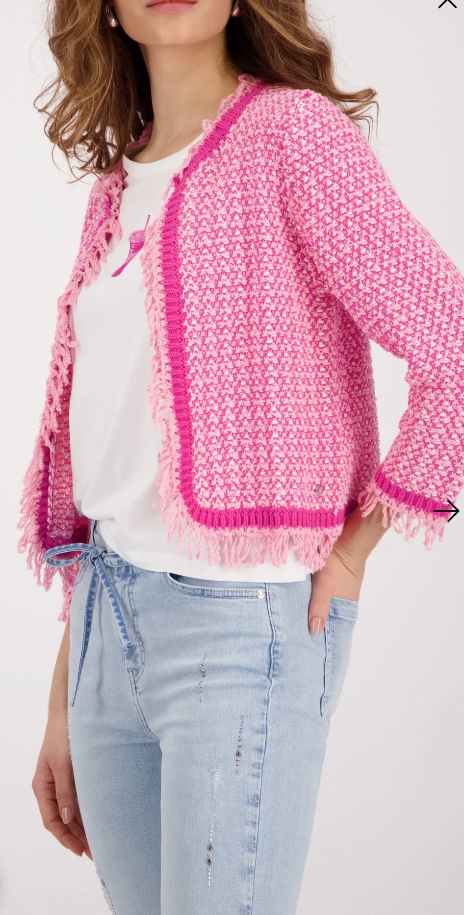 FRINGE TWEED CARDIGAN
COLOR: Spring flower