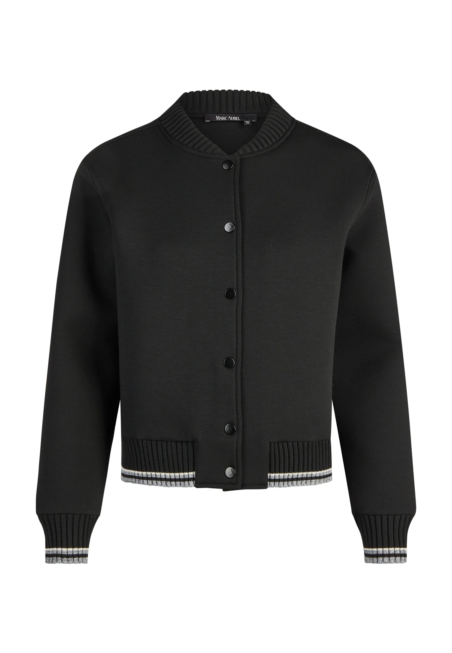 BLACK BOMBER JACKET WITH CHARCOAL & WHITE DETAIL