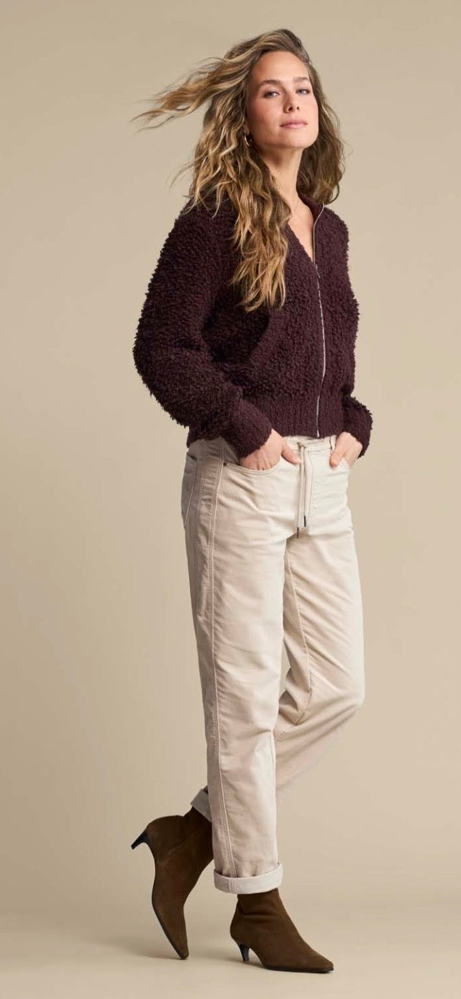 Bomber knit boucle in burgundy