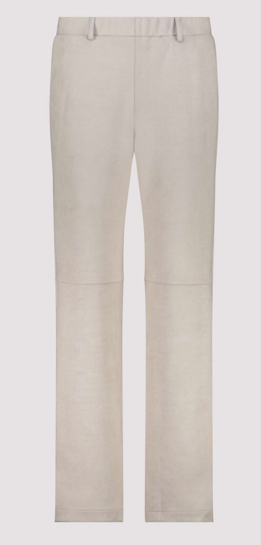STRAIGHT-LEG VELOUR TROUSERS in Greige