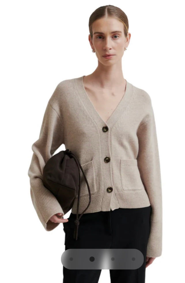 Alpha Fitted Cardigan Beige Melange