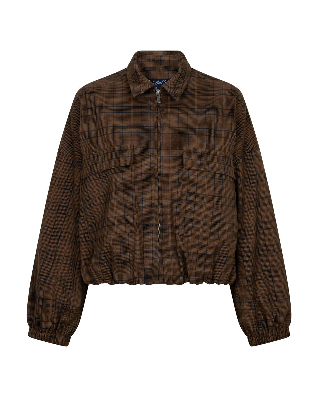 Red button Avy check brown-blue