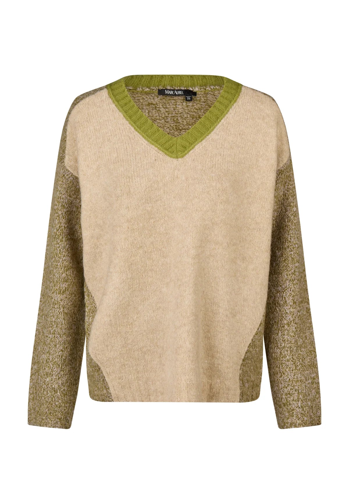 V neck Sweater In Color Patchwork