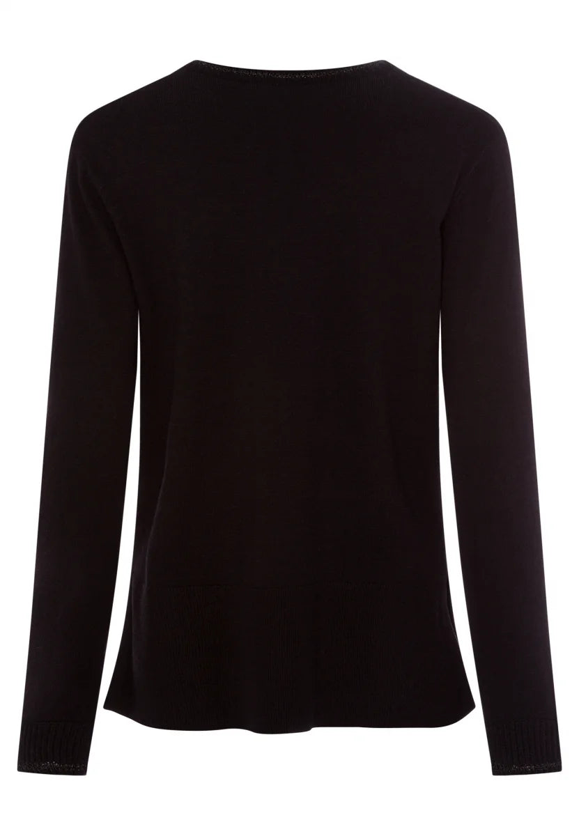 Black Sweater with Logo Embroidery