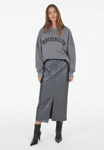 Grey Sweat dress with Brooklyn appliqué