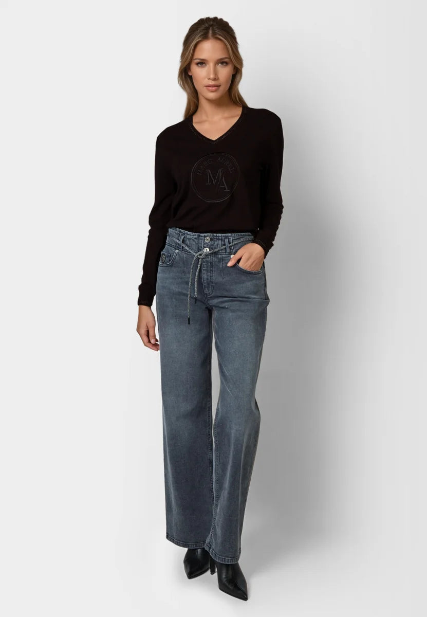 Black Sweater with Logo Embroidery