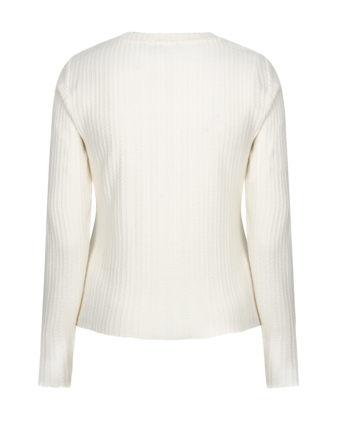 Red button Top fine knit offwhite-ecru