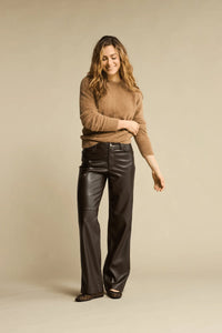 Red Button SRB4627A Colette Faux Leather Trousers (78cm) Brown