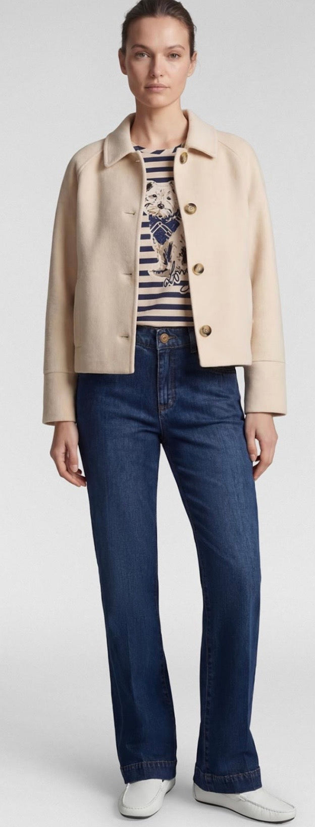 Rabe Button Up Wool Blend Jacket, Beige