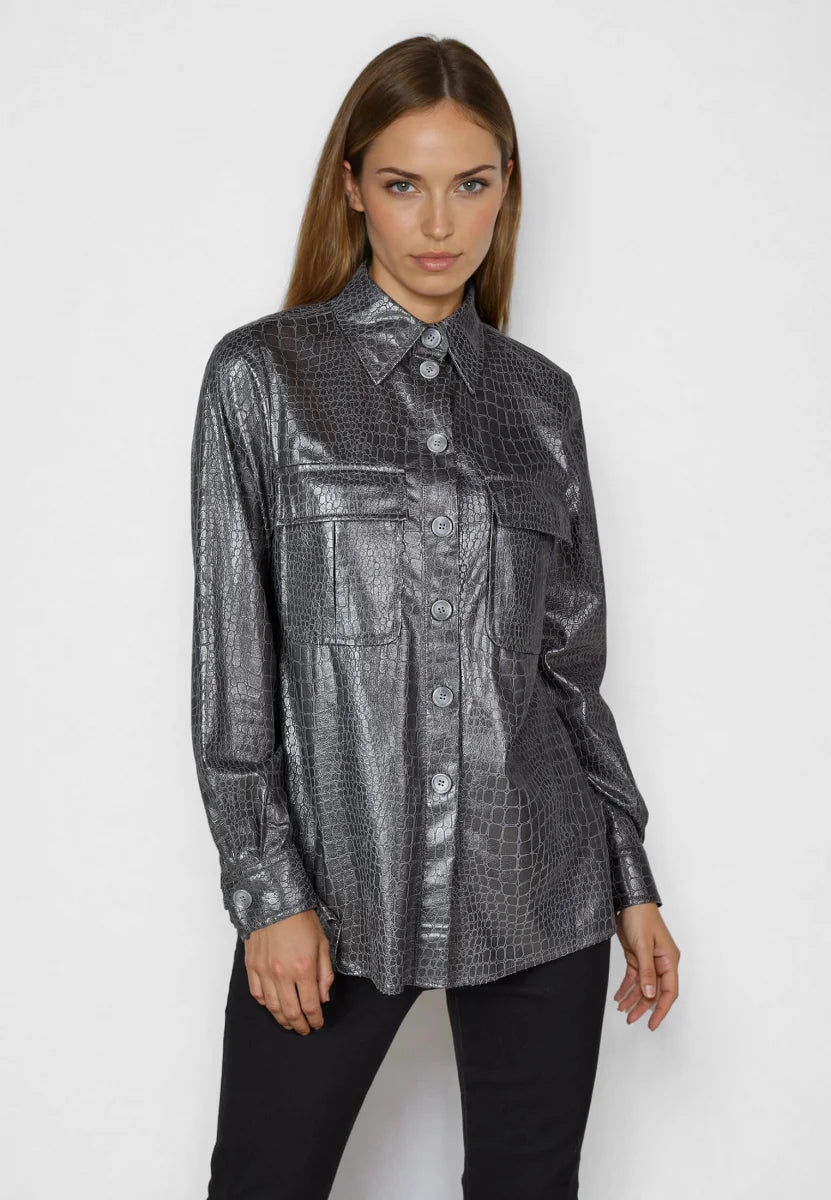 Mid grey Reptile imitation overshirt