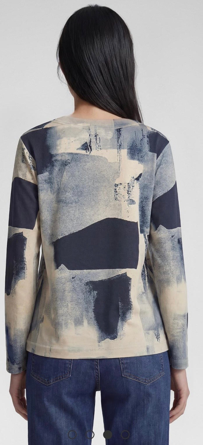 Rabe Abstract Print With Rhinestone Detail Jumper, Navy Multi