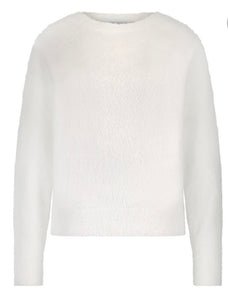 Red button fluffy sleeve ecru