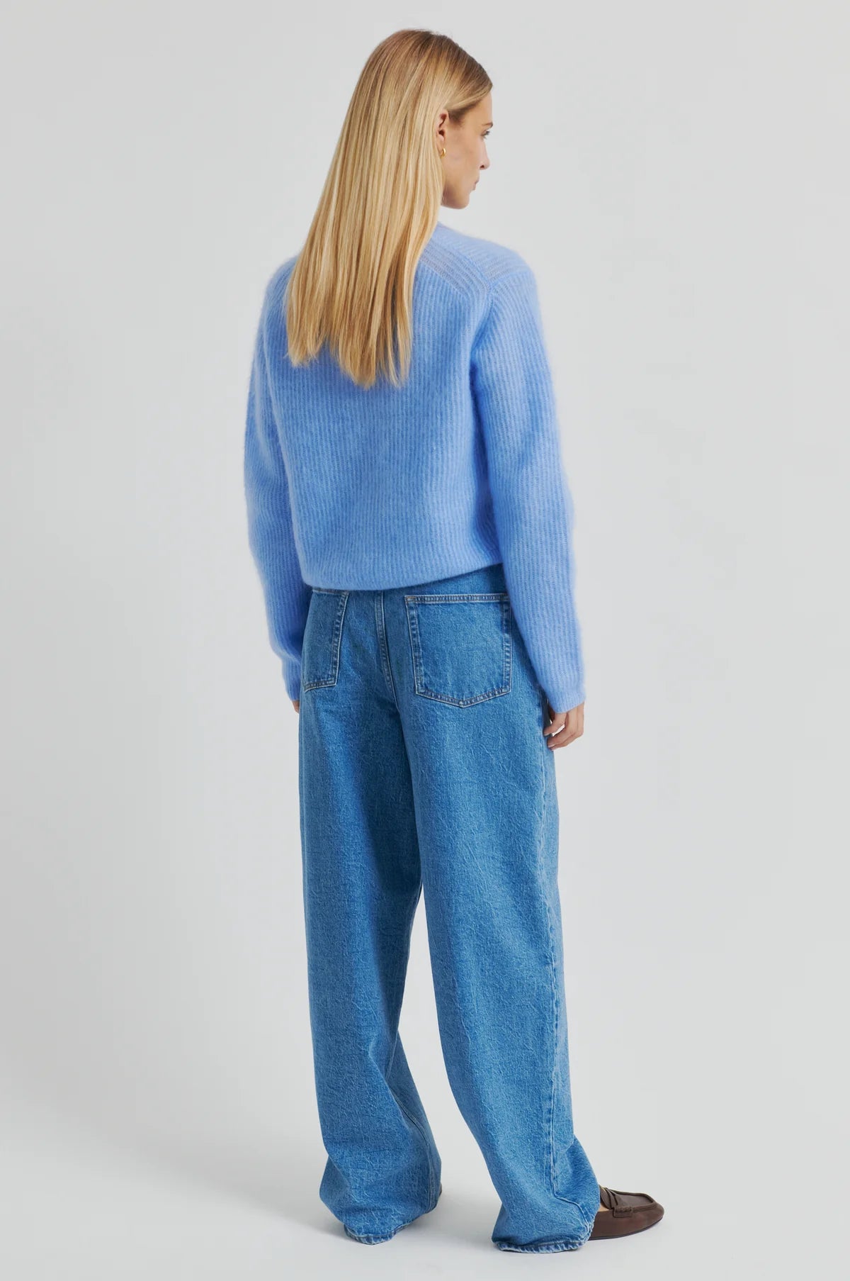 Andrea Knit Rib LS Cardigan in frozen forjd
