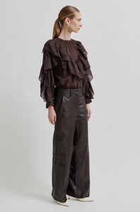 Fria Frill Blouse in plum