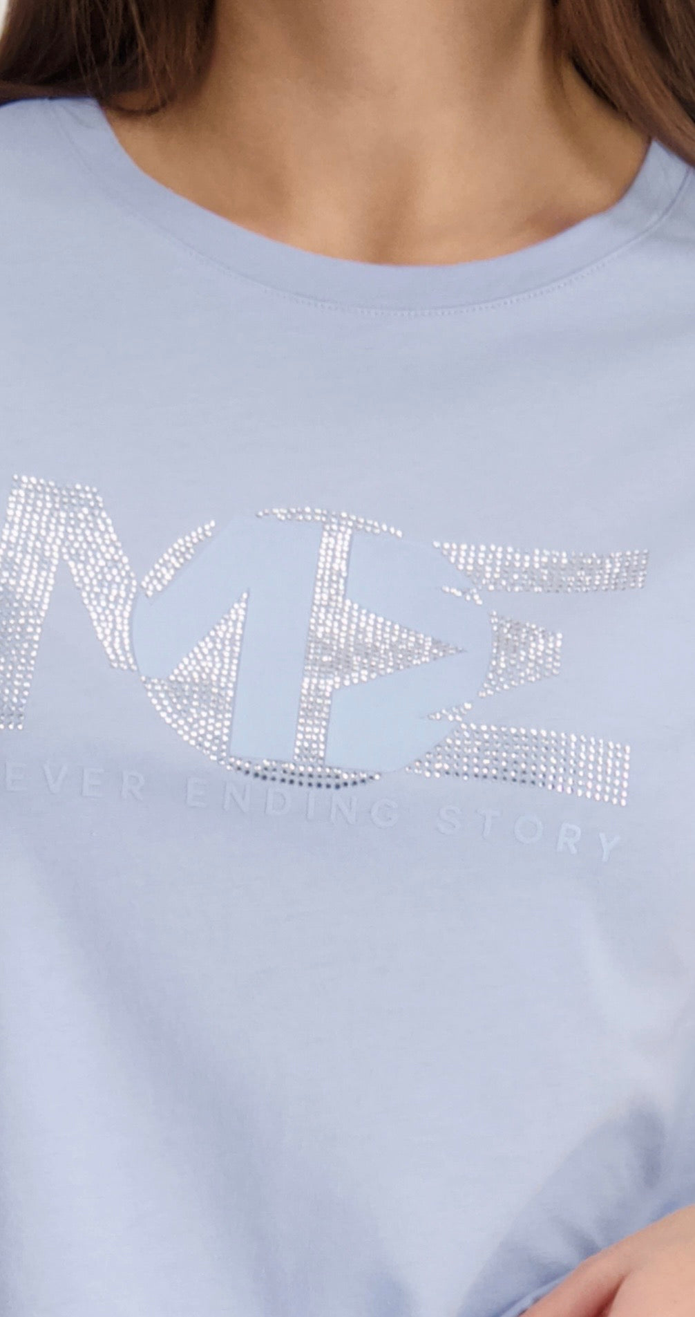 NEWT-SHIRT WITH RHINESTONES in sea side blue