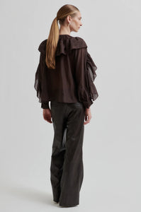 Fria Frill Blouse in plum