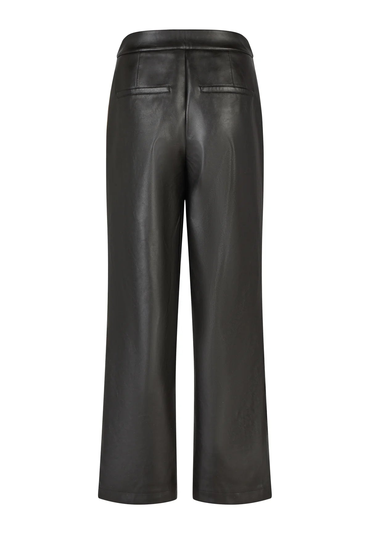 Faux Leather Jogging Pants With Contrast Stripes