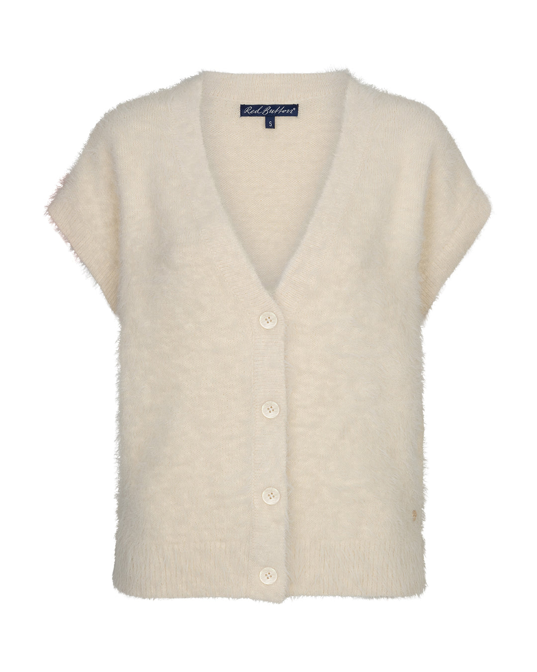 Sleeveless fuzzy cream
